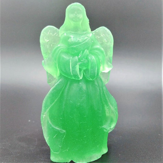癒しとぬくもりの聖像シリーズ　天使が運ぶハートの立像　翡翠ヒスイグリーン so023GR-ABZ