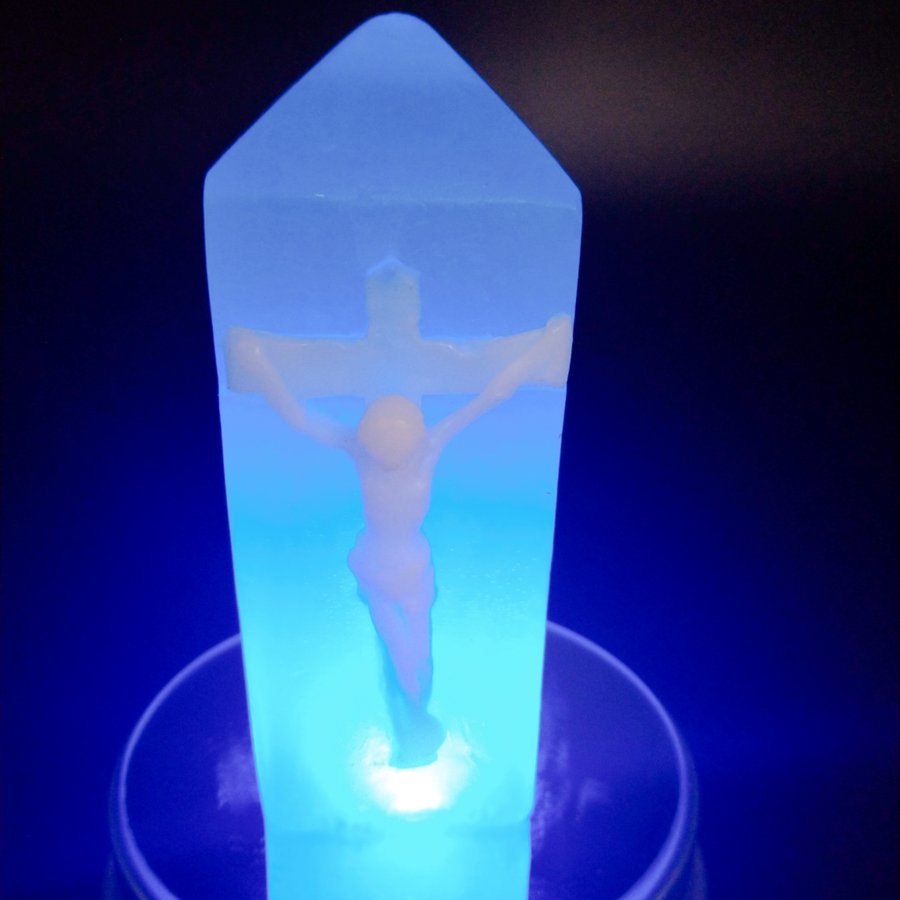 Healing and Warmth Icon Series Jesus Christ Cross Statue Paraiba Blue so022PB-AHZ