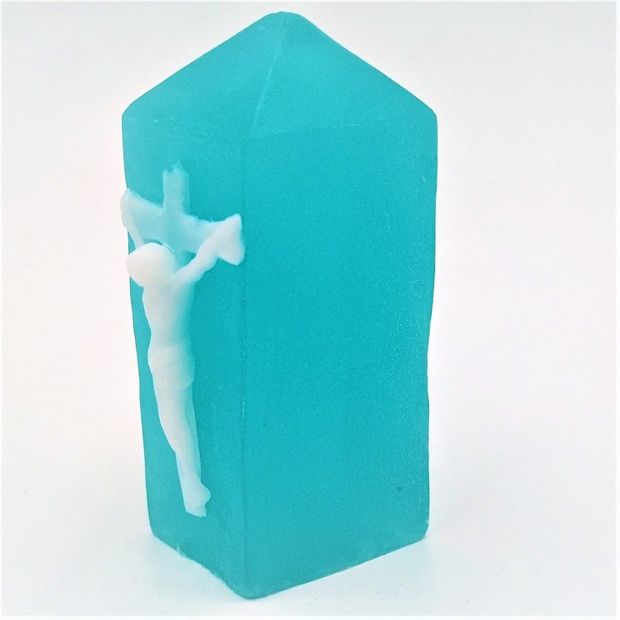 Healing and Warmth Icon Series Jesus Christ Cross Statue Paraiba Blue so022PB-AHZ